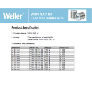 WSW SAC M1 Lead free solder wire