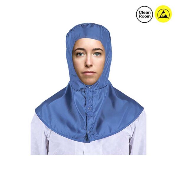 ESD CLEANROOM HOOD WITH NET EAR PATCHES-BLUE