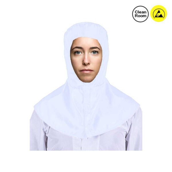 ESD CLEANROOM HOOD WITH NET EAR PATCHES-WHITE